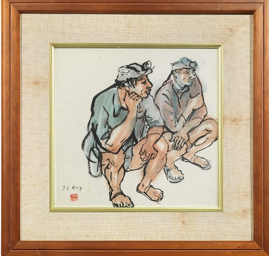 史博館獲藝術史家謝里法贈與洪瑞麟《礦工速寫》乙幅