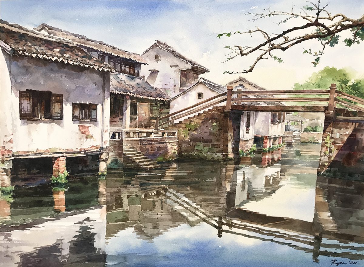 波光粼粼御水而行  曾培育用彩筆探索水鄉世界