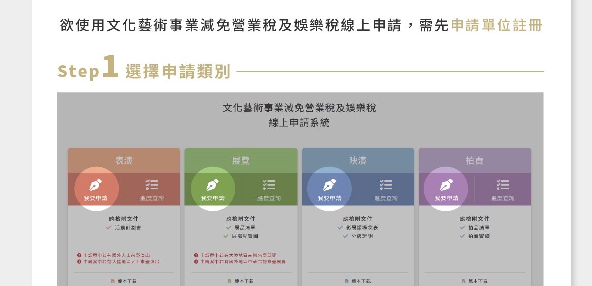 文化藝術事業減免營業稅及娛樂稅線上申請系統即日啟用