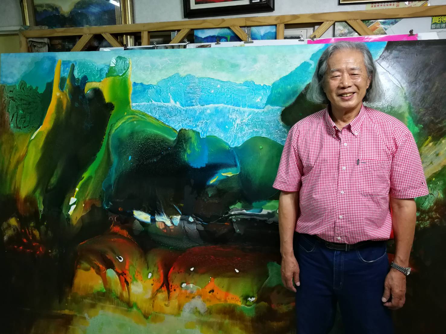 創造無限想像  聆賞流連忘返  油畫家詹阿水揮灑  寫實化為抽象千變萬化