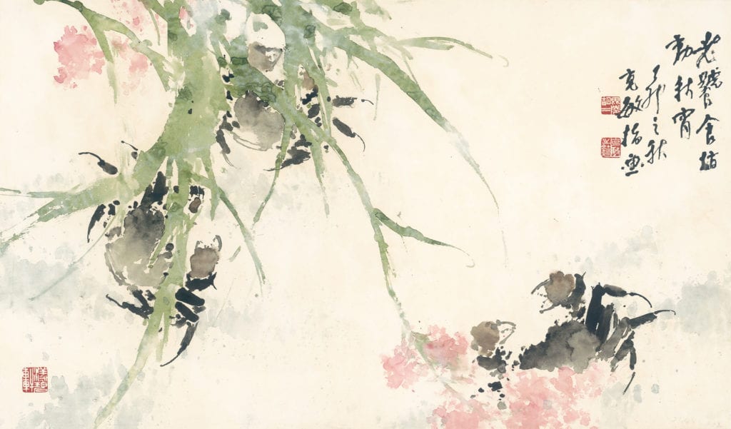 胡克敏指畫作品形神兼備。圖為1987年作品，老饕食指動秋宵。