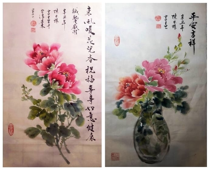 陳玉珠老師的牡丹筆觸多彩,也為防疫人員與自我加油打氣的信念正向提昇。(圖/陳玉珠 提供)