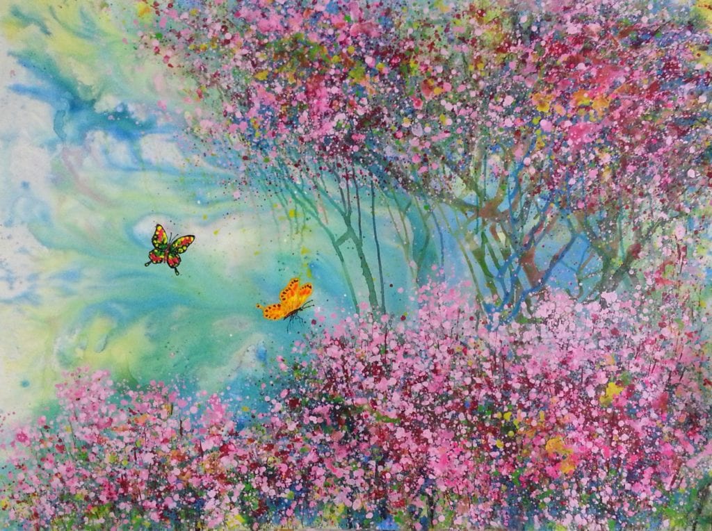 中姐背景的凌蕙蕙,從作品「蝶舞花間」中延伸生命迎抗的挑戰,以呈現社會正能量。(圖/凌蕙蕙 提供)