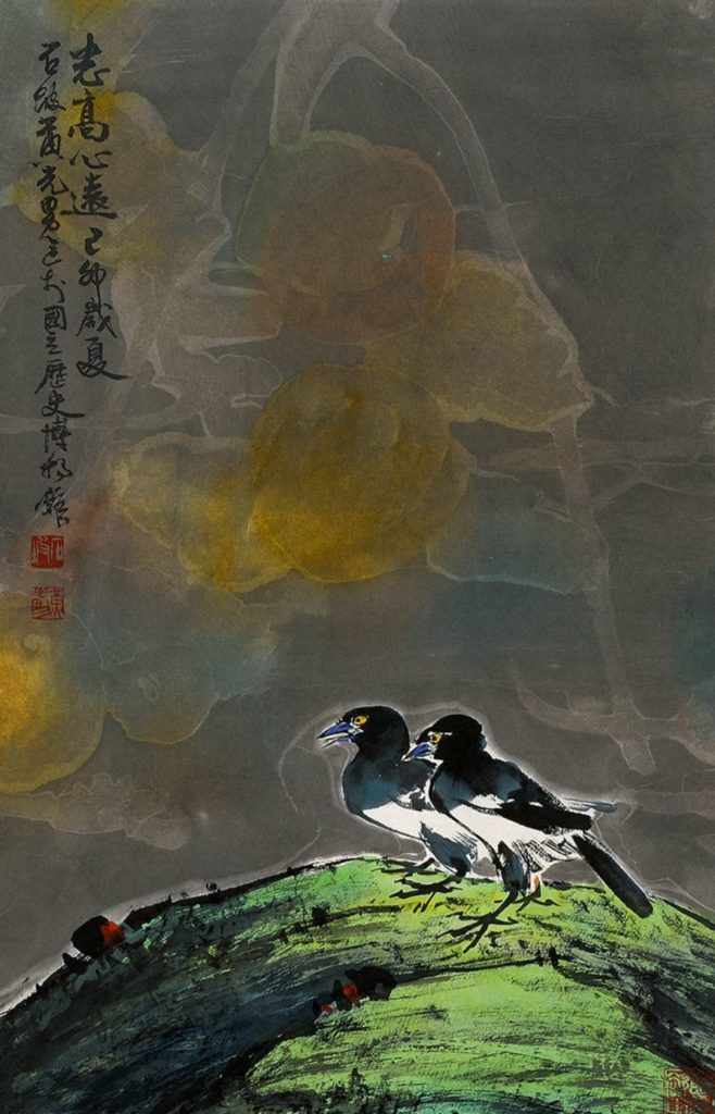 黃光男作品「志高心遠」,筆觸取材於生活周遭的描繪,極具自然親和力,讓觀者心嚮往之。(圖/史博館 提供)