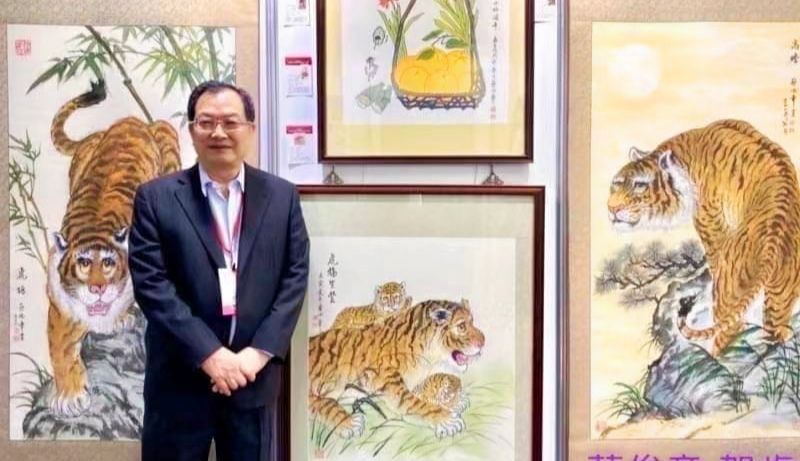 蔡俊章教授上山虎與下山虎的描繪,表現出對老虎神韻的具體掌握。(圖/蔡俊章 提供)