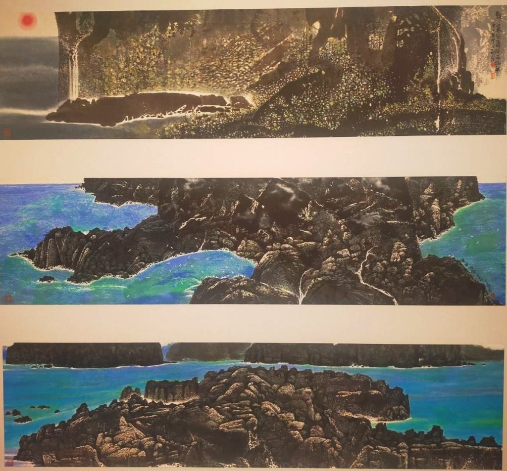 對景觀的描繪,有著遊藝創作正向情懷的發抒,是水墨筆觸的極致昇華。(記者 辛澎祥/攝)