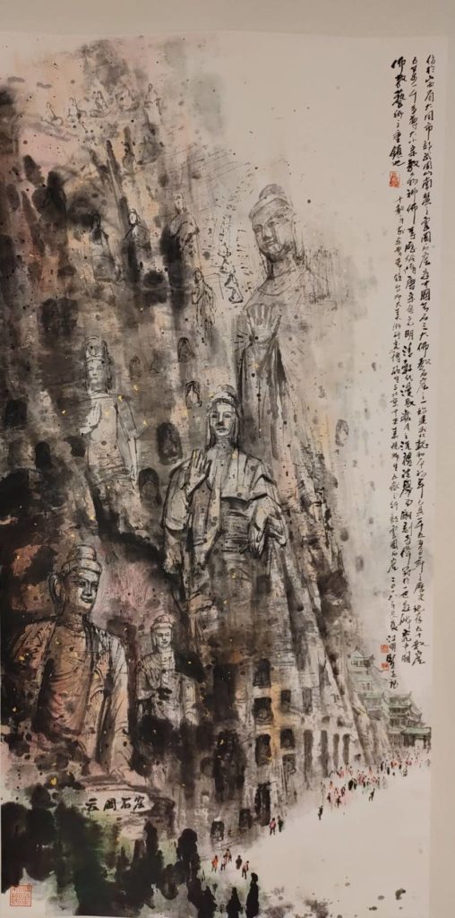 對大山神佛的詮釋筆觸,江明賢的筆墨連結,其文化深廣度更見氣勢磅礡。
