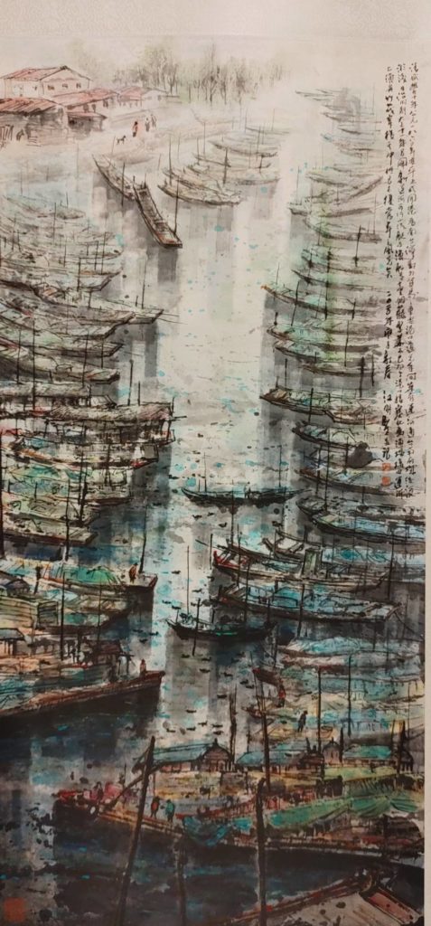 實景的著墨在江明賢作品構圖中看見歷史情懷的大器格局。