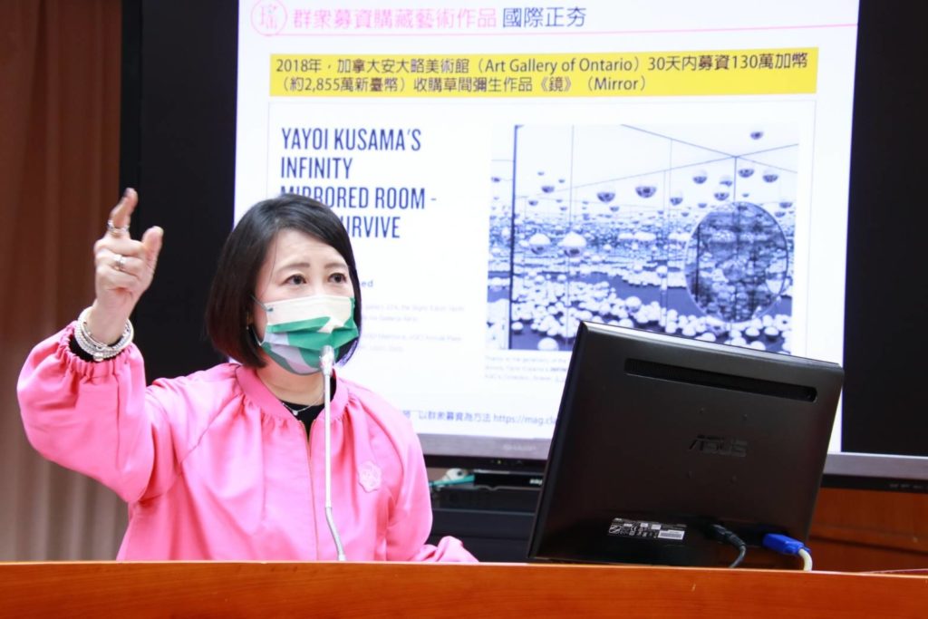 立委吳思瑤對藝術品的購藏,要求文化部轄下博物館及美術館盡快開出藏品需求清單。(記者 辛澎祥/攝)