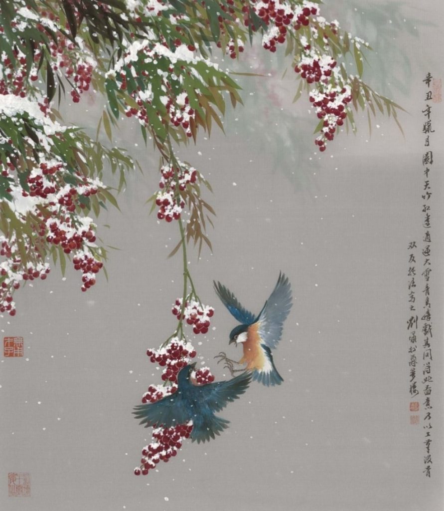 劉墉對花鳥的對應體悟,呈現景物的層疊雅趣故事。(記者 辛澎祥/攝)