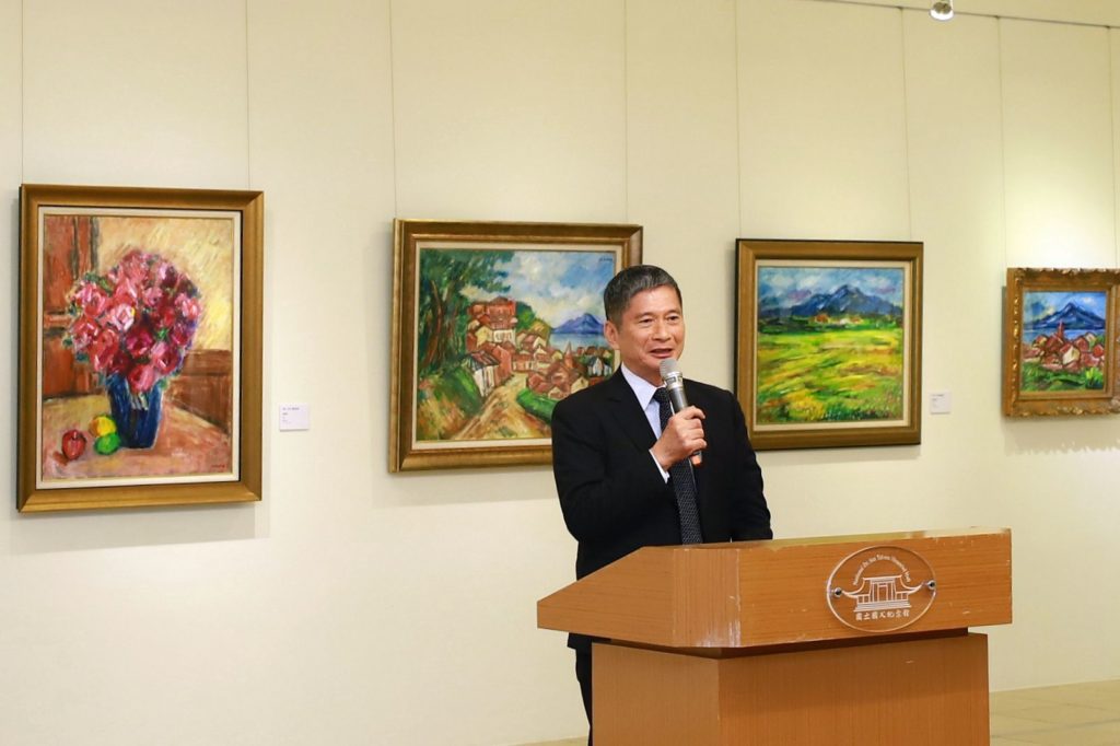 ▲文化部長李永得致詞時表達對廖武治在藝術與宗教的跨越有成而讚佩不已。(記者 辛澎祥/攝)