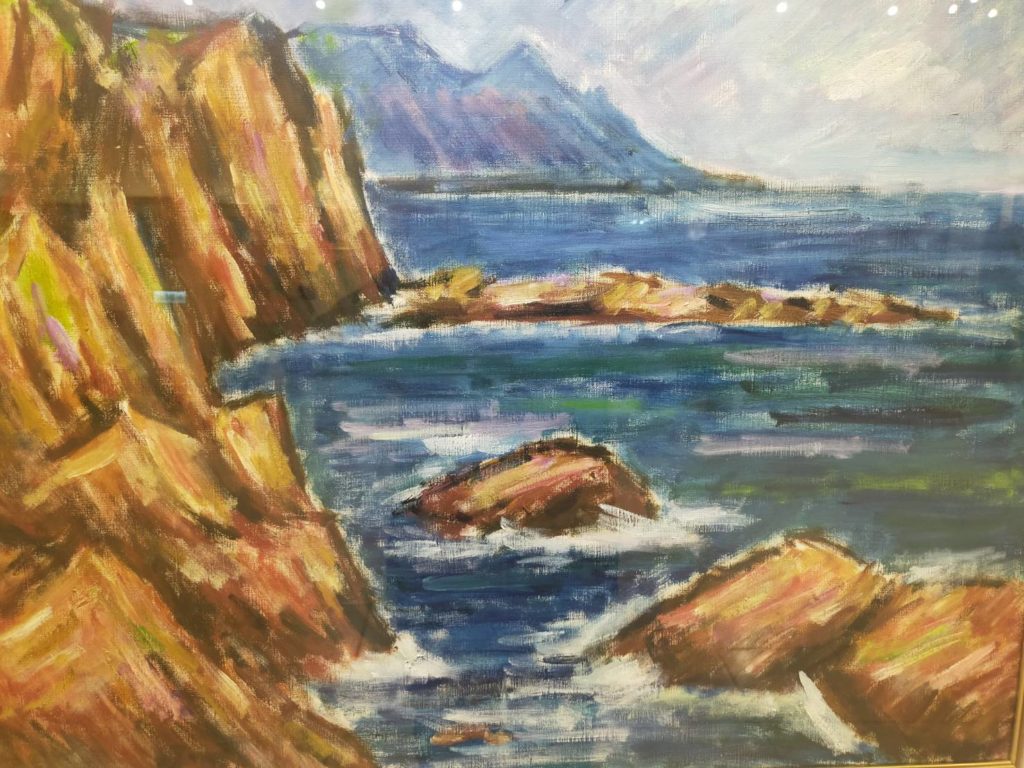 ▲廖武治的油畫創作縱情山水而有所獲。(記者 辛澎祥/攝)