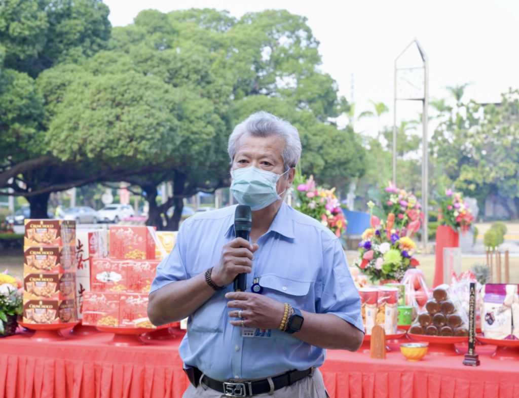 翁朝棟董事長於新春開泰祈福典禮上致詞。(圖/中鋼提供)