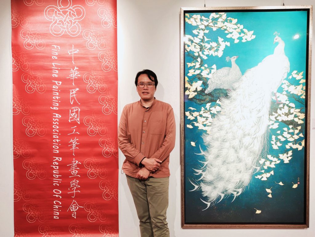 ▲工筆畫家陳九熹帶領畫會舉辦聯展,備受好評。(記者 辛澎祥/攝)