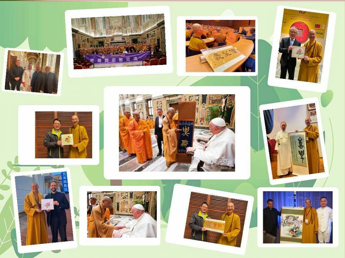 宗教藝術融合  佛界文化連心  大慧法師率團赴梵蒂岡與教宗交流 24件書畫   樂融圓滿