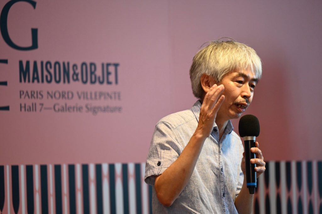 ▲工藝中心技術組組長姚仁寬致詞時表達對進化生活與工藝精神的期待，讓人觀之耳目一新。（記者 辛澎祥/攝）