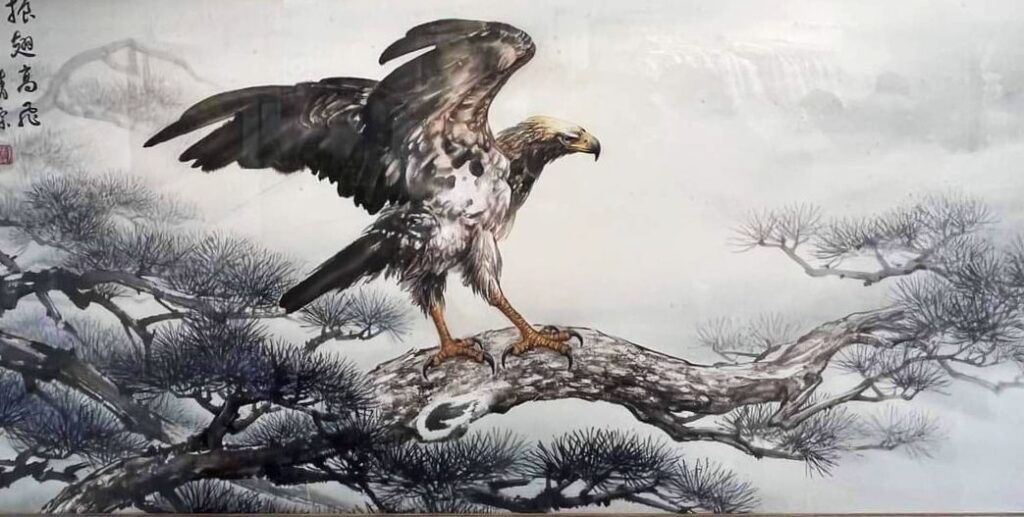 ▲張清宗老師禽鳥的神態描繪，有著讓觀者在聆賞的同時更帶來視覺上的立即震撼。（記者 詹佳綺/攝）