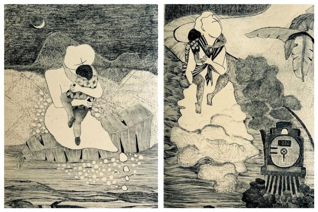 ▲林懿娟老師的版畫作品「母親系列」闡明對母親的思念之情溢於言表,令人動容。(圖/林懿娟 提供)