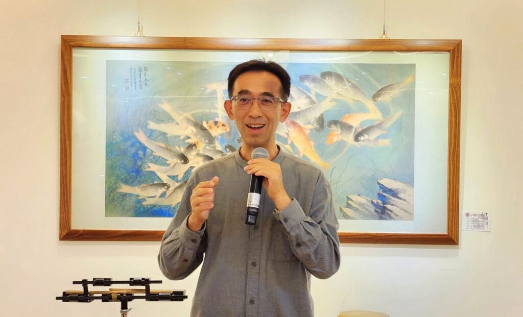 ▲國立國父紀念館館長王蘭生致詞時表達對洪曜平老師一生藝術成就的讚譽與推崇。(記者 詹佳綺/攝)