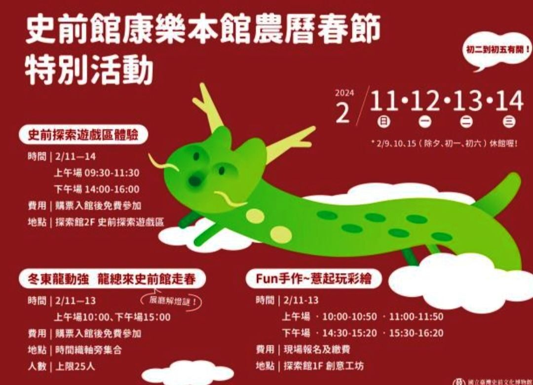 史前館及卑南遺址公園初二起開館   精彩活動龍喜為著你
