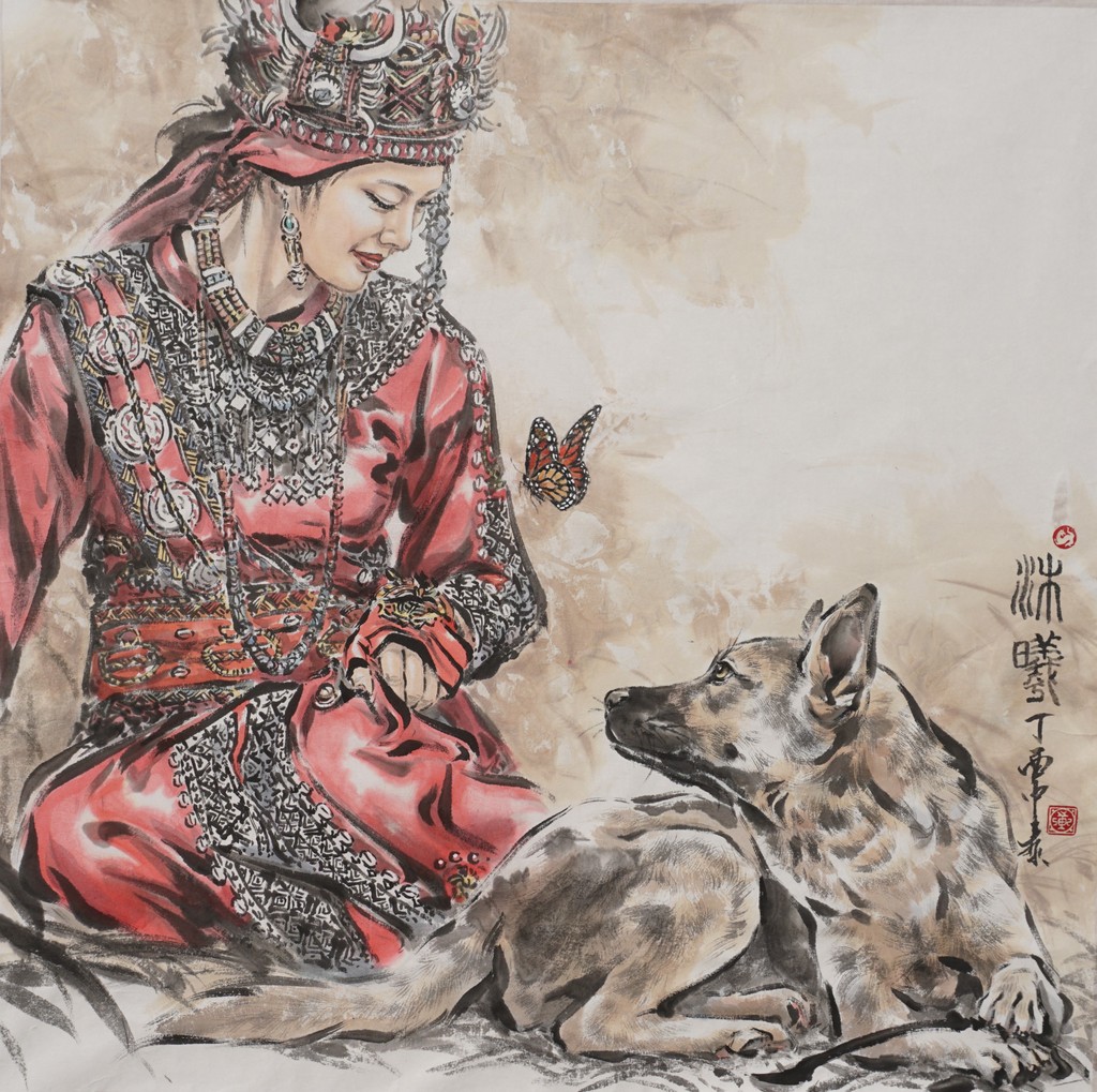 ▲人獸互動的神情,在黃中泰的筆觸下備顯深摯情意。(圖/黃中泰 提供)