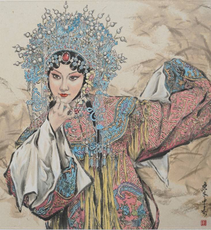 ▲黃中泰的作品「京劇人物」,筆觸細膩,神情雅致。(圖/黃中泰 提供)