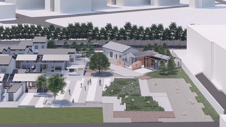 原清水信義新村聚落建築群修復後模擬圖。（圖/文化局提供）
