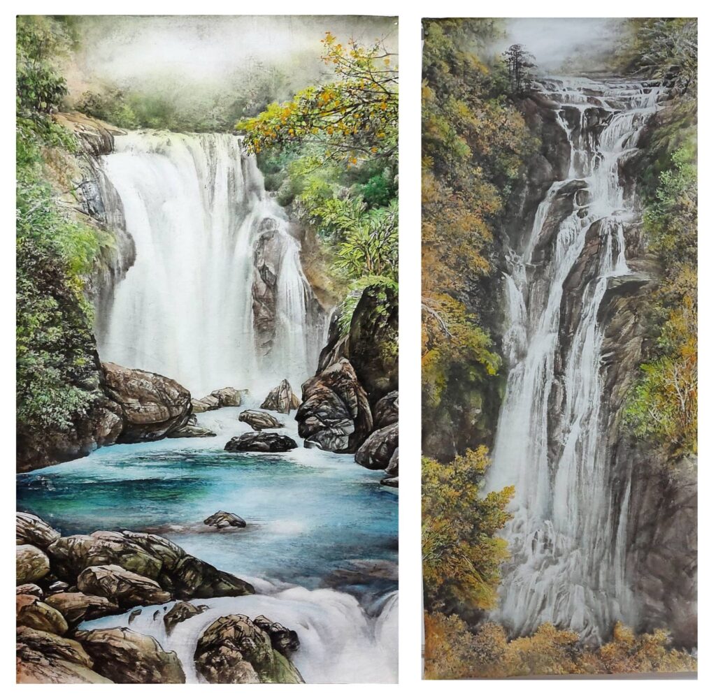 ▲清溪深瀑的表現手法，是張清宗在創作上特有的內涵，讓觀者進而延伸觀賞的視覺感，令人讚賞不已。（圖/張清宗 提供）