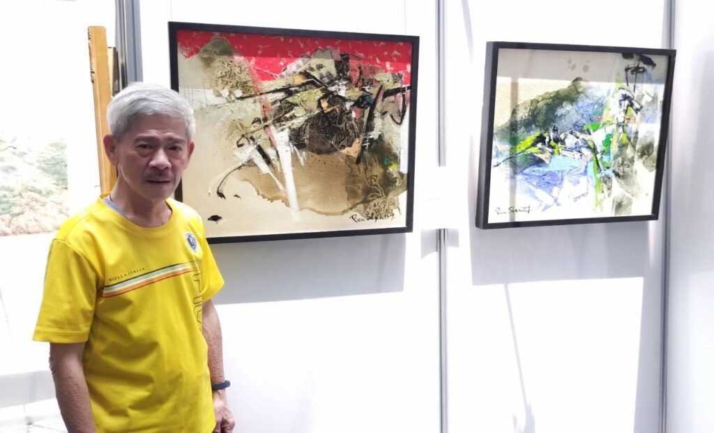 ▲參展藝術家廖本生老師以油畫的創作手法表現出離島的美麗圖像,格外受到觀者的重視。(圖/大媒體新聞網 提供)