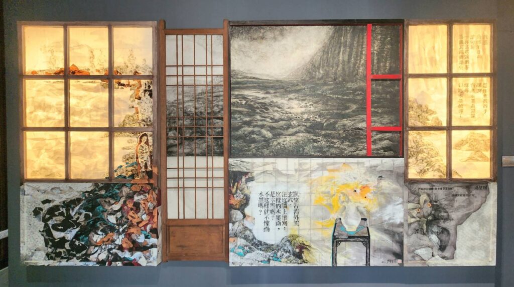 ▲洪根深教授的水墨畫作品在「洪根深美術館」展廳做系列展出,在傳統筆觸與現代筆墨揮灑中,但見遐思與心境。(記者 辛澎祥/攝)