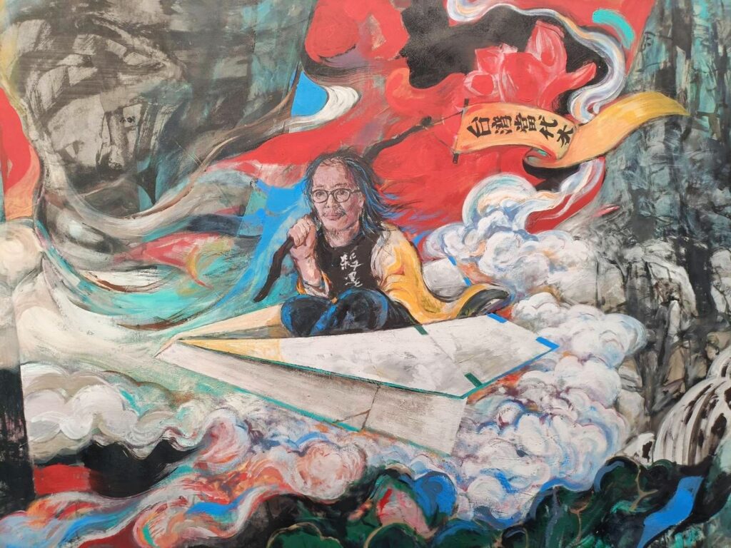 ▲將己融入畫境之中,是洪根深教授與美術館之間的重要依存與藝術詮釋的基礎。(記者 辛澎祥/攝)