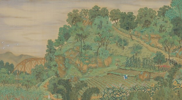 郭雪湖《圓山附近》，1928，94.5 × 188公分，臺北市立美術館典藏。（圖/臺北市立美術館提供）