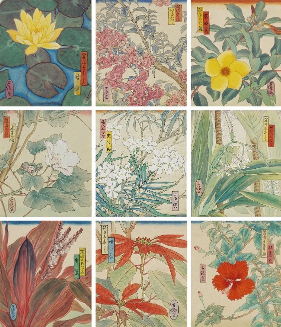 鄉原古統，《麗島名華鑑》，1920年代， 21.7 × 18.7 cm（×9）公分，臺北市立美術館典藏。（圖/臺北市立美術館提供）