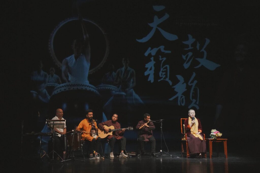 ▲在天籟鼓韻音樂會中扮演演出重任的音樂家，賣力呈現技藝。（記者 辛澎祥/攝）