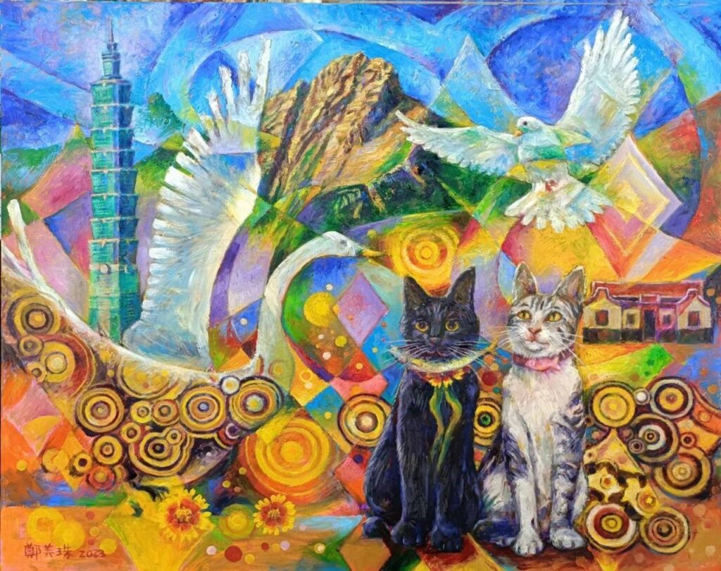 ▲鄭美珠老師的油畫作品「飛越心海之巔」。(圖/大媒體新聞網提供)