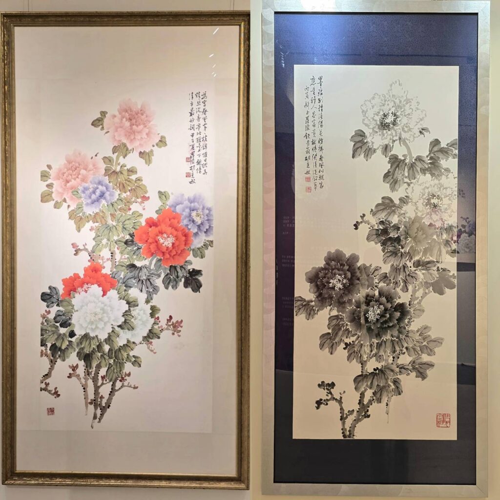▲胡克敏紀念館換檔展出中的胡克敏教授的牡丹畫作，備受矚目。（記者 辛澎祥/攝）