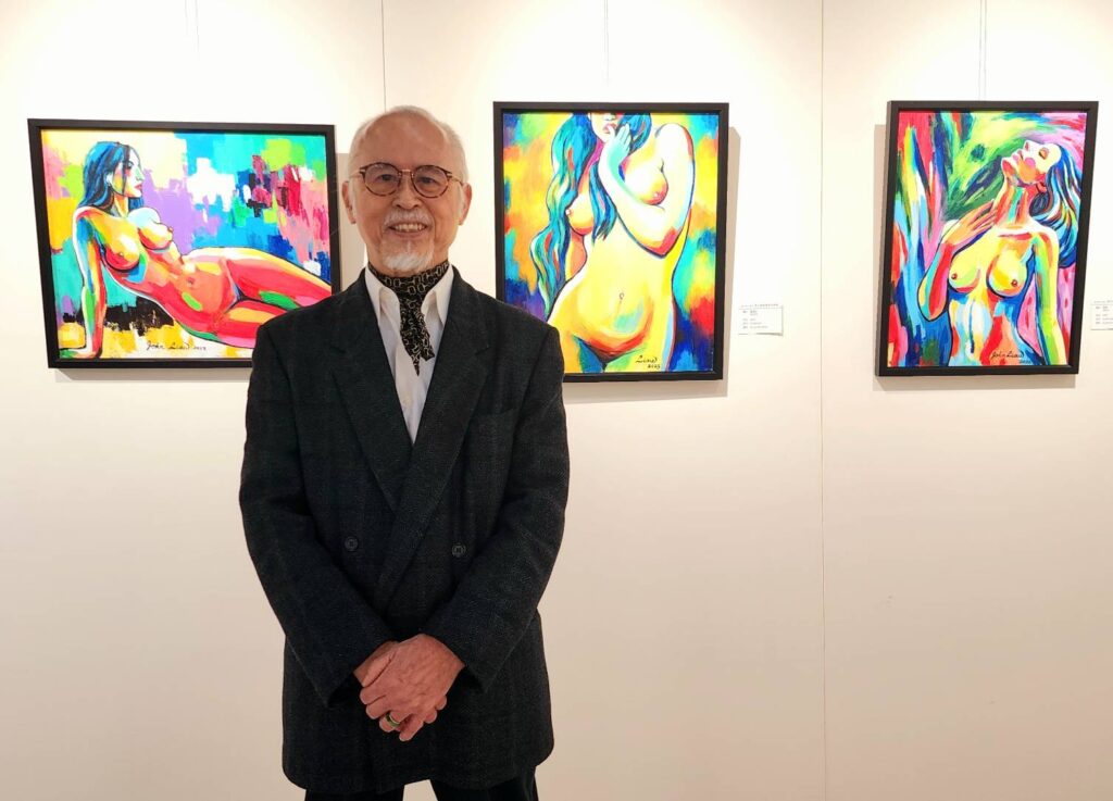 ▲臺灣旅加藝術家廖武藏的臺灣個展開幕，充滿熱情與自信的他，讓展出作品充滿想像與生命力。（記者 辛澎祥/攝）