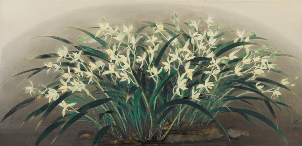 史博館將於7月8日推出「臺灣蘭花百姿—臺北展」，展出「臺展三少年」陳進的作品《春蘭》。 （圖/史博館提供）