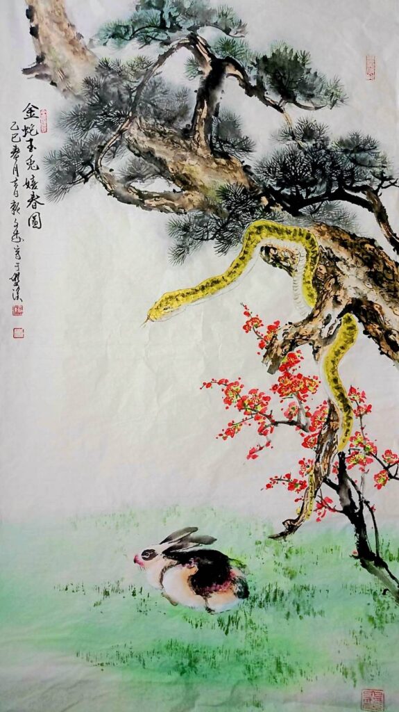 ▲賴文森老師紥實的水墨畫功底，藉由對蛇畫的怡情，娓娓道來蛇在大自然靈動活現的實相，讓觀者眼界大開，心若磐石。（圖/賴文森 提供）