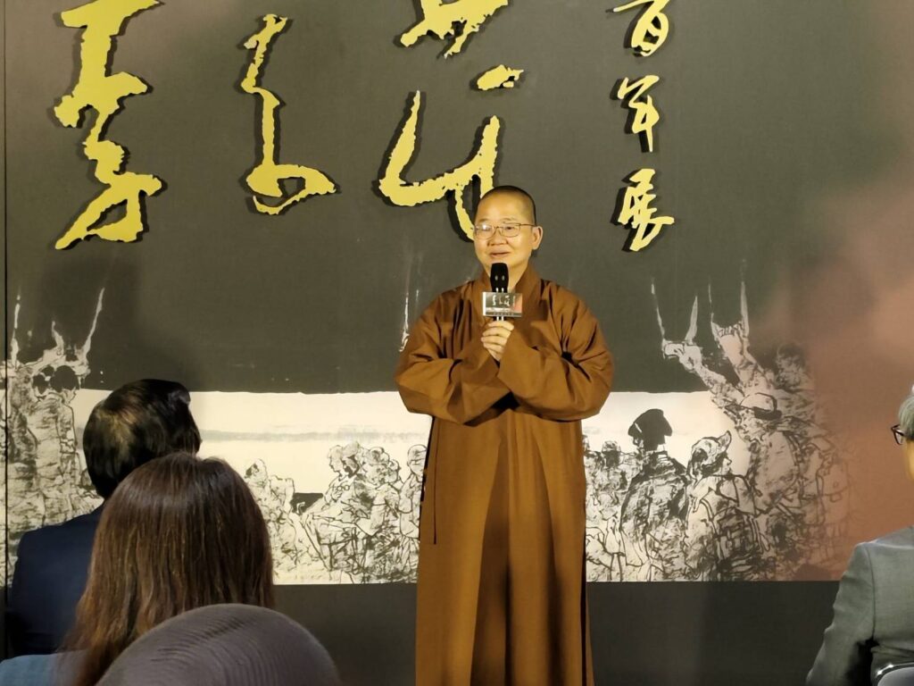 ▲佛光山佛光緣美術館總館長如常法師，以李奇茂的殊勝性來緬懷他的一生，認為是極其幸運與有意義的。（記者 辛澎祥/攝）