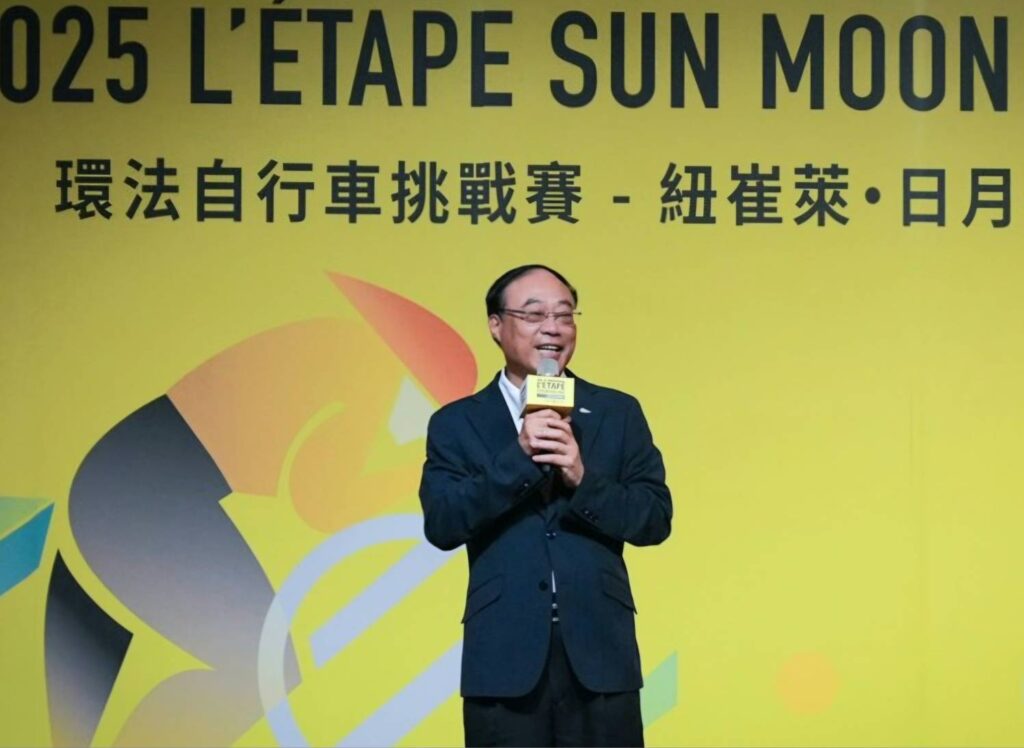 ▲觀光署長周永暉致詞時肯定環法自行車所帶來的人氣與商機。（記者 辛澎祥/攝）