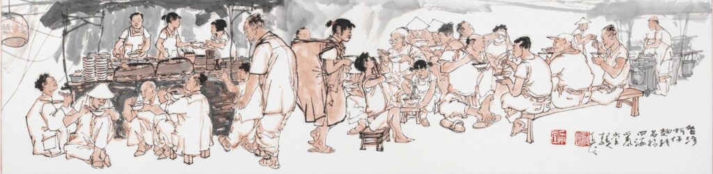 ▲李奇茂大師的作品,慣以常民生活敘事為主軸,顯得格外親切。(圖/創價學會 提供)