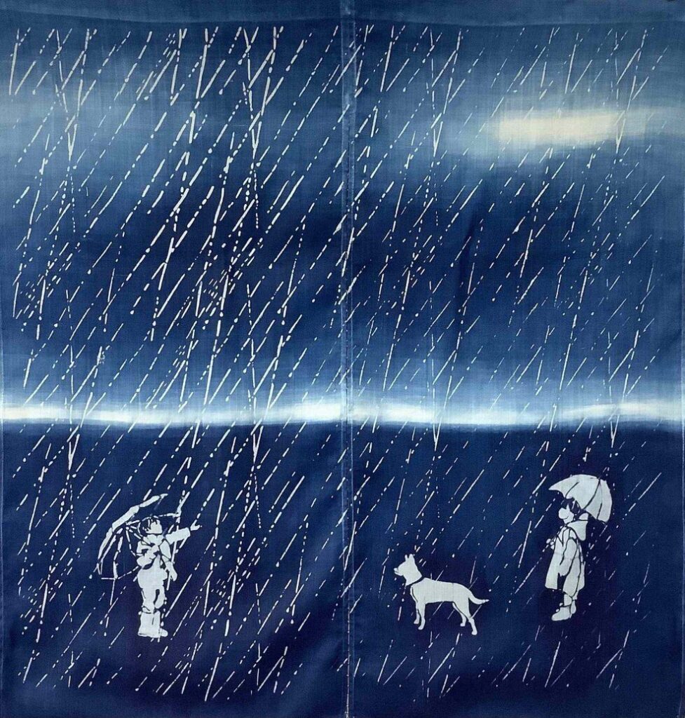▲《雨絲绘葉書》作品以宜蘭多雨為創作題材，充滿童趣。（圖/纖博館提供）