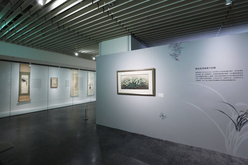 ▲臺灣蘭花特展臺北展的作品與空間相呼應。（記者 辛澎祥/攝）