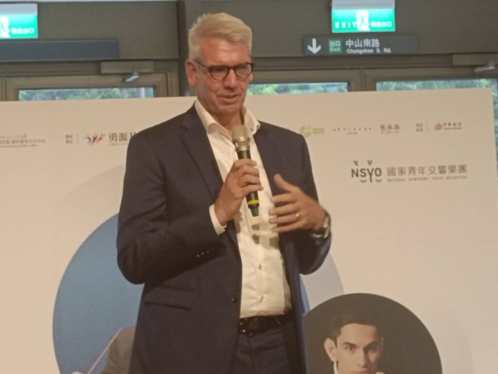 ▲德國在台協會行政事務處長Johannes HARMS指出，藉由這次國際音樂交流，讓國際社會更加認識臺灣。（記者 辛澎祥/攝）