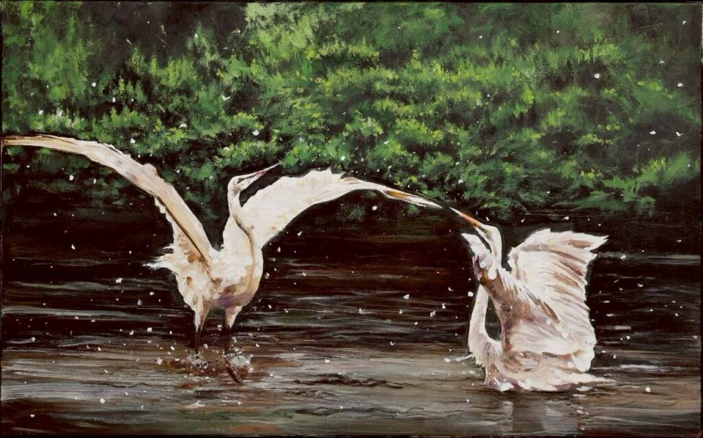 ▲呂瓊慧的粉彩作品「愛的起手式-為你起舞」,展現她在構圖畫境過程中所充塞的歡喜與慈愛,讓人無比神往。(圖/呂安恬 提供)