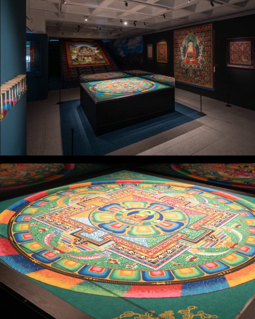 《傳承之美–永恆的蒙藏宗教與藝術》特展展示由4位喇嘛以各色彩沙合力現地繪製完成的「沙壇城」。 （圖/蒙藏文化中心提供）