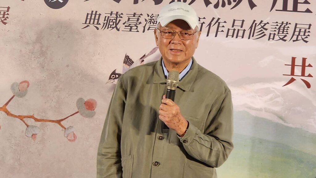 ▲知名版畫家廖修平致詞時認為藝術品修復工程的重大意義與文化價值。（記者 辛澎祥/攝）