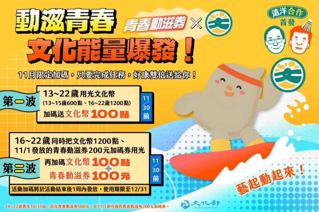 ▲文化部與運動部合作文化幣與青春動滋券的首發，備受矚目。（圖/文化部 提供）