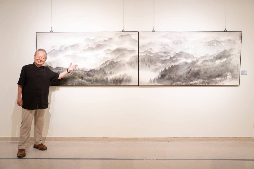 ▲蔡友的水墨創作筆觸生動,展現出天人合一般的心境,受到觀者的好評。(圖/葫蘆墩藝文中心 提供)